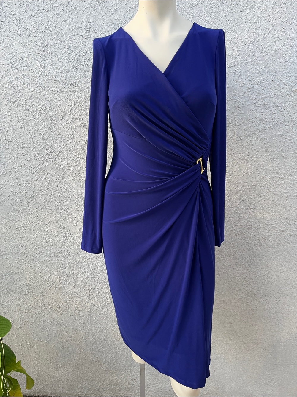 Lauren Ralph Lauren Royal Blue Long Sleeve Midi Dress SZ: 4